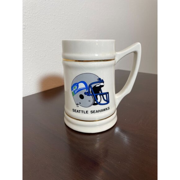 Vintage Seattle Seahawks Ceramic Beer Stein Mug - 16oz Large! - Picture 2 of 6